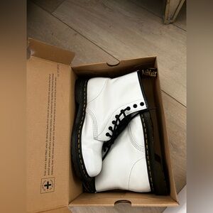 Dr. Martens 1460 White Leather Lace-Up Boots - 9